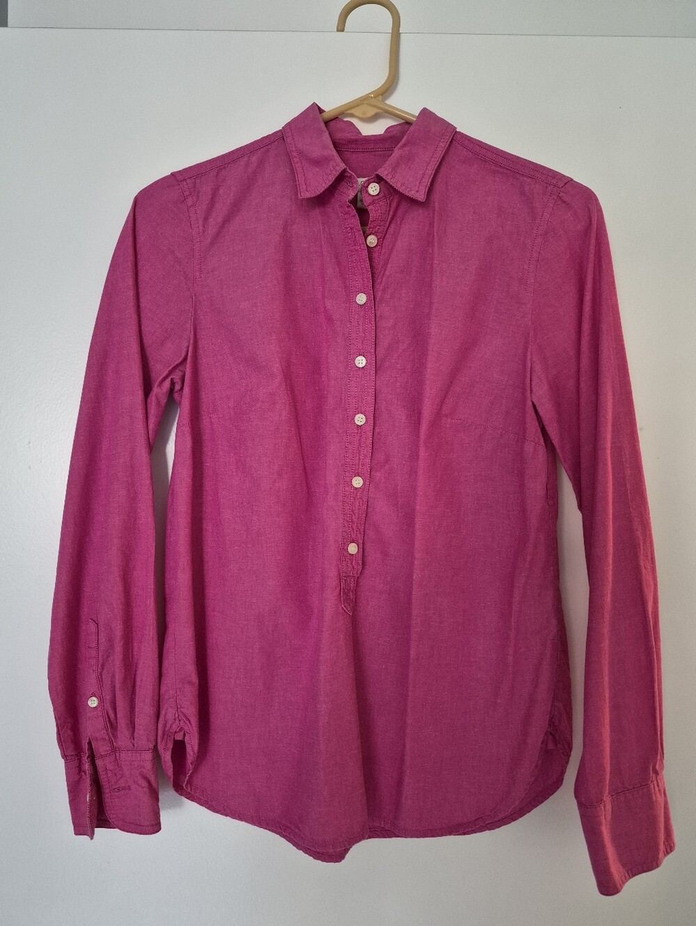 J.Crew Pink Popover Top Business Casual Shirt Sz XS 100% Cotton